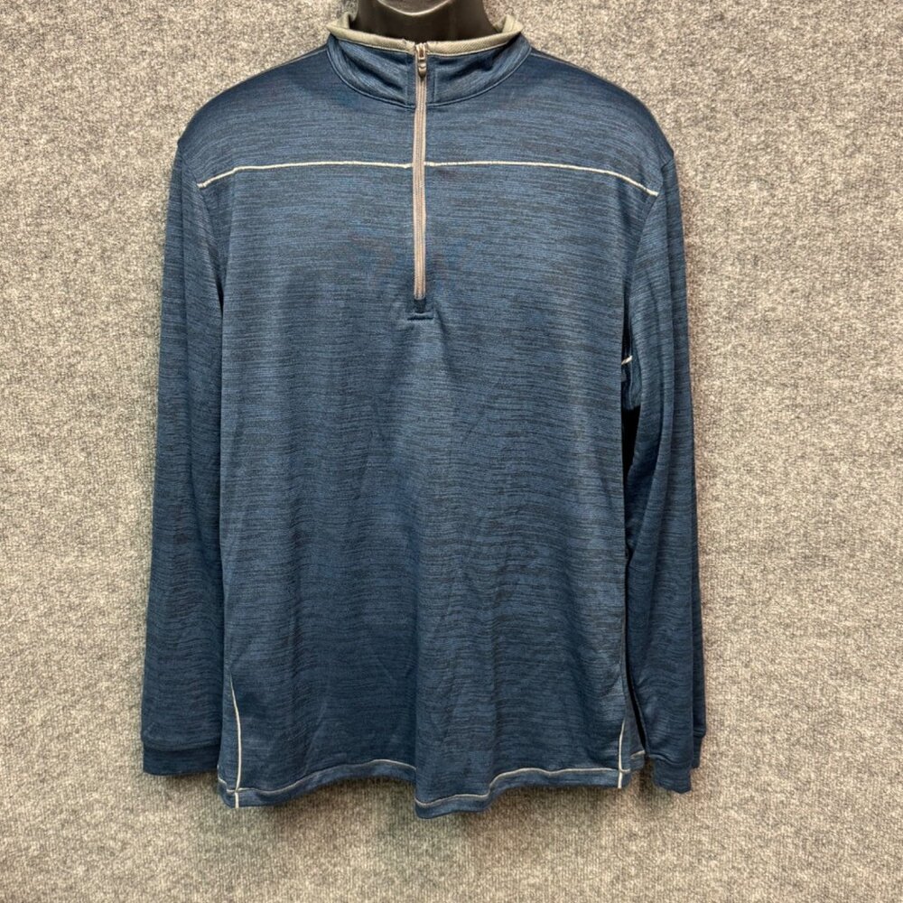 Pebble Beach Mens XL Blue Quarter-Zip Pullover Dry-Luxe Performance Long Sleeve